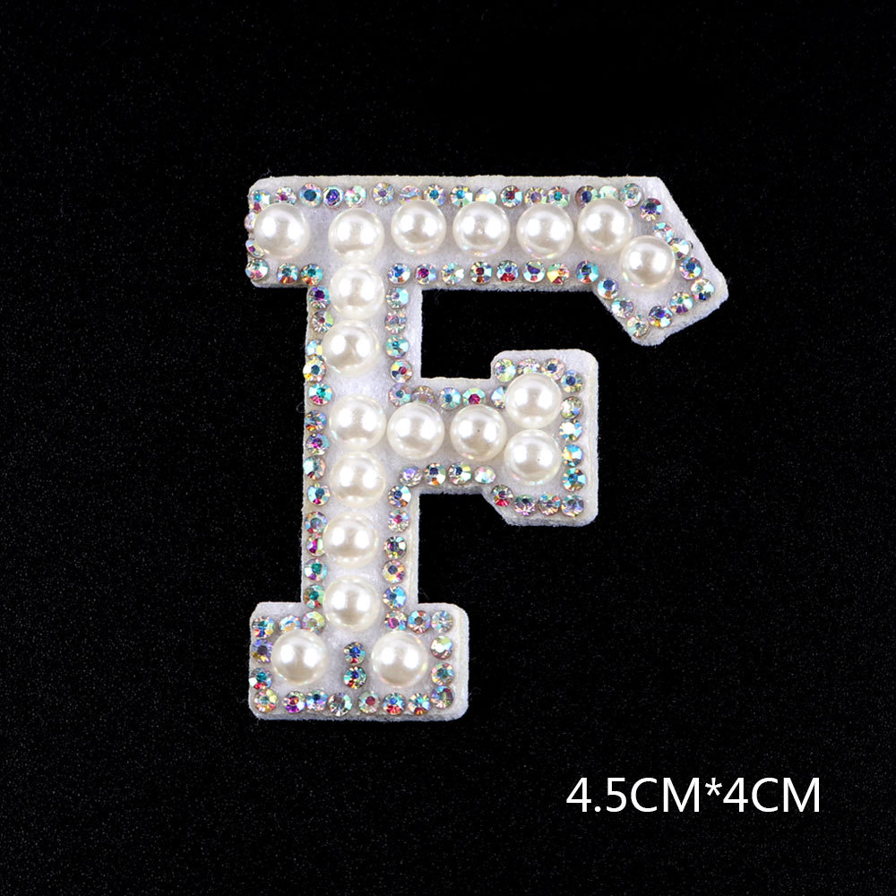 26 brief AB Strass Perle Englisch Alphabet Patch 3D Perlen Aufkleber Mixed Stickerei Patch Für Kleidung Logo Diy Applique – Detail 17