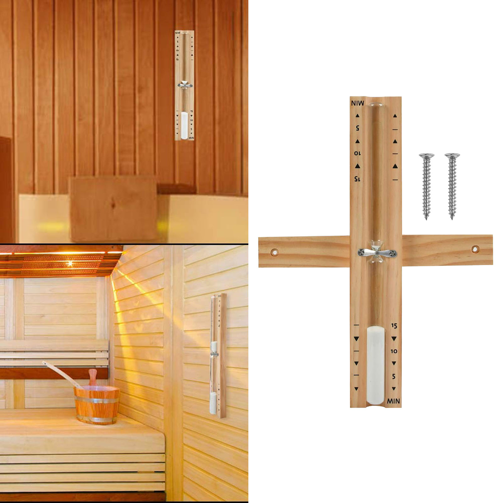 Multifunction Rotating Sauna Timer 15 Minutes Sand Clock Wooden Hourglass