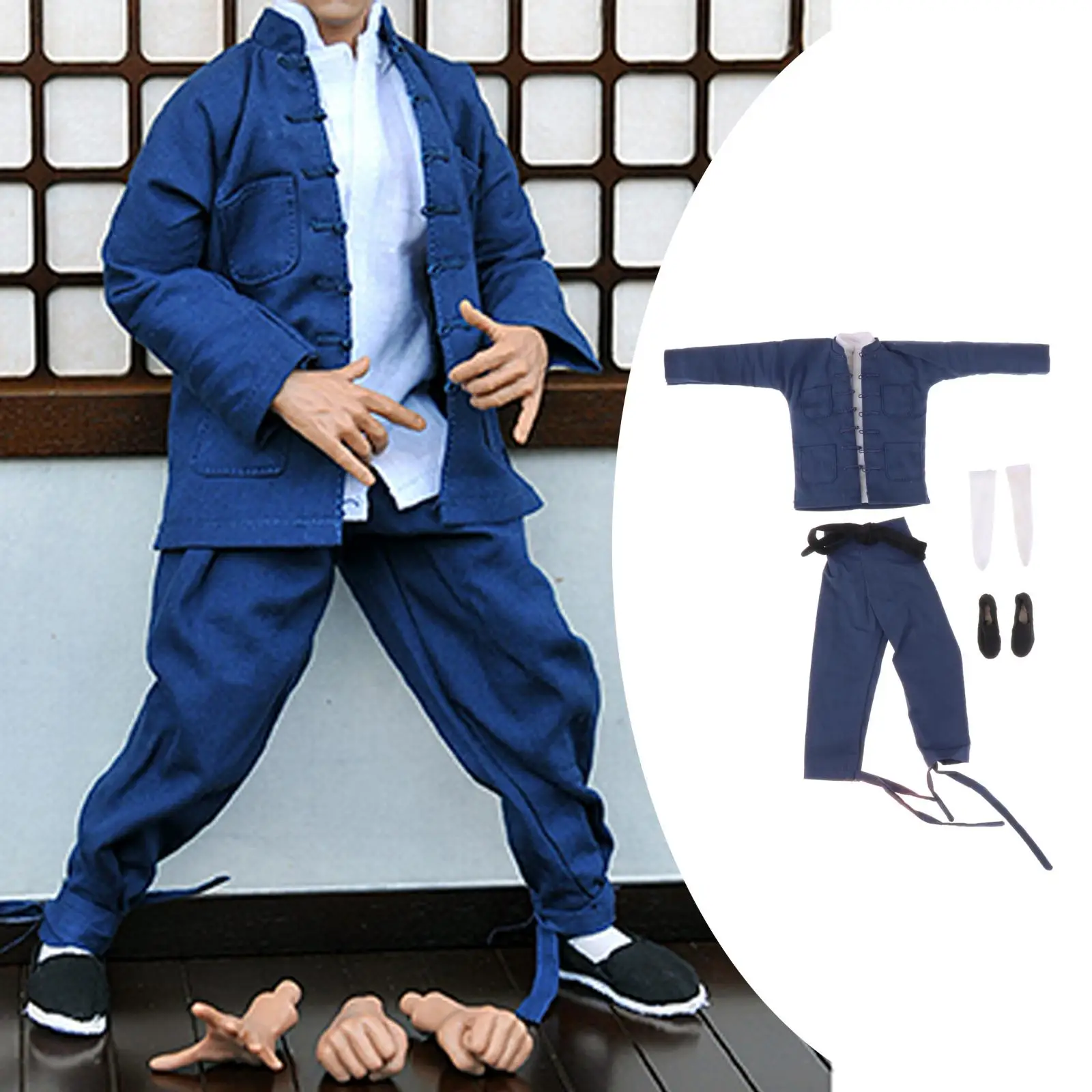 Custom 1:6 Scale Chinese Kongfu Costum Clothing Set Tang Suit for HT Toy 12