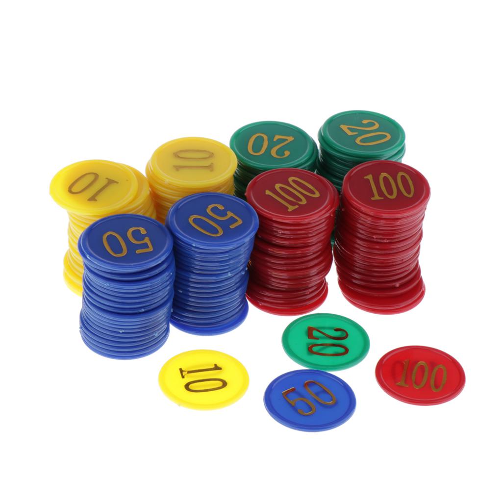 160-Pack Plastic Game Chips Set Counters for Poker, Mahjong, Roulette, Blackjack, Bingo Games