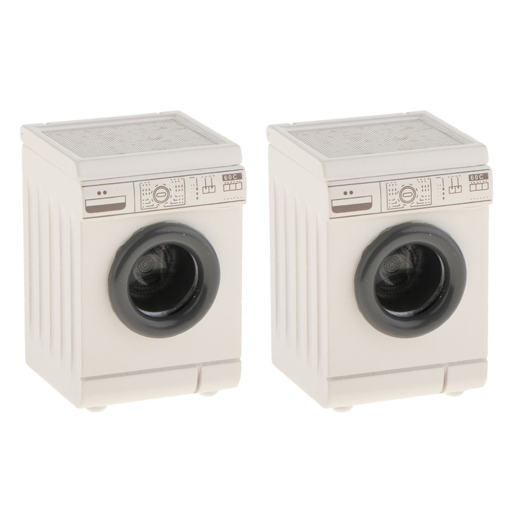  2pcs 1/12 Dollhouse Miniatures White Washing Machine Washer Home Appliance 12th Dolls House Accessories 