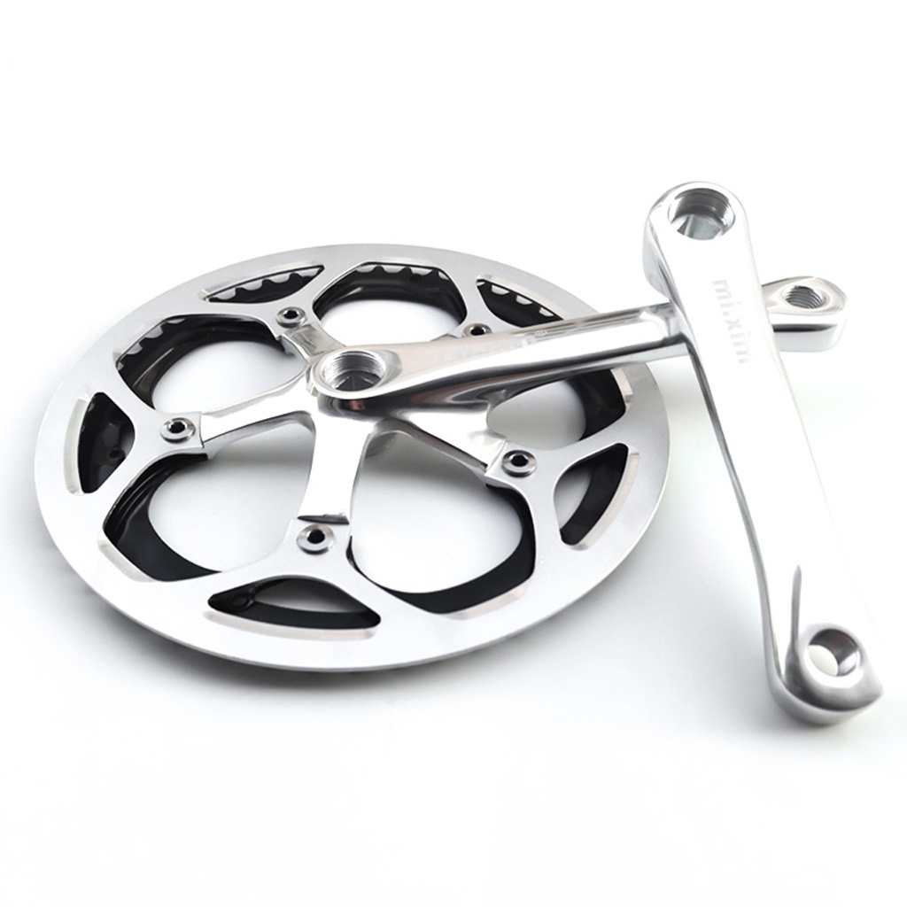 Bike Crankset Set 53T 170mm Crankarms 130 BCD Bicycle Crank Set Chain Ring Wheel Guide