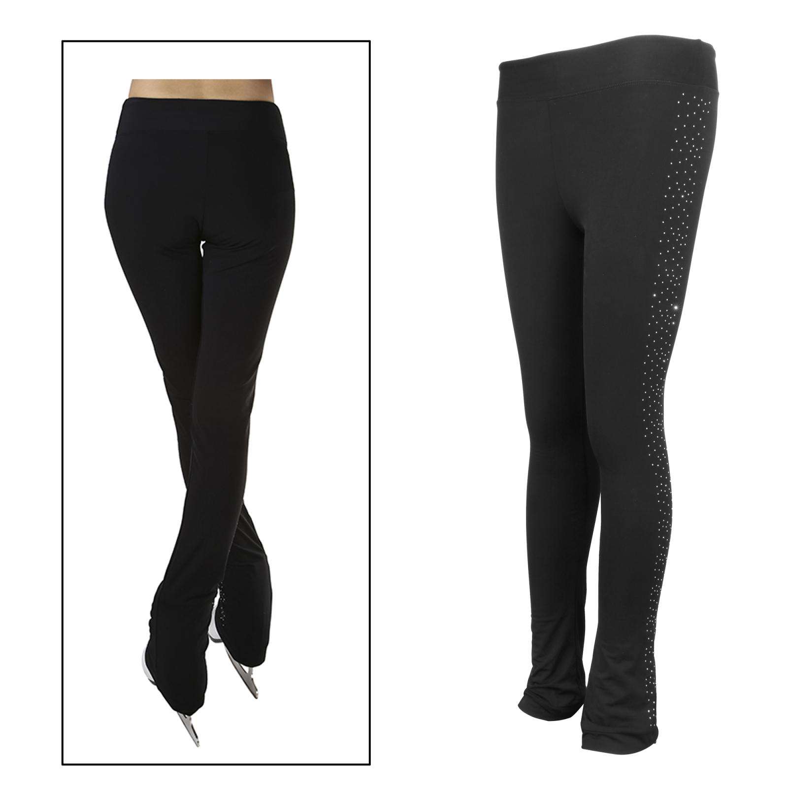Ice Figure Skating Costume Gymnastics Trousers Adult Child Competition Performance Pants Left Leg Rhinestone
