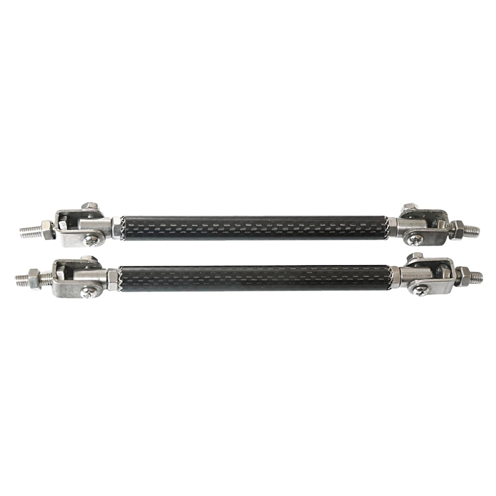 Aluminum Alloy + Carbon Fiber Front Bumper Lip Splitter Strut Rod Tie Support Bars 150mm / 5.9in