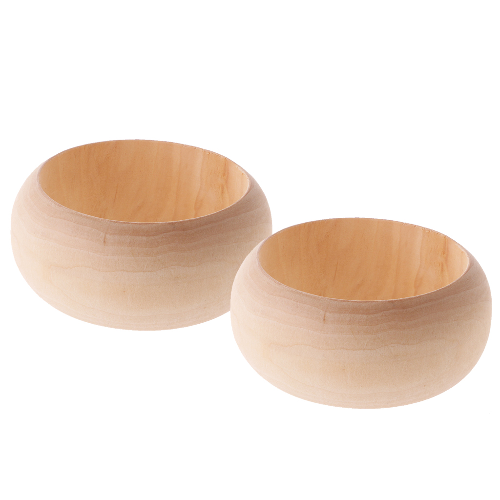 2Pcs Blank Wooden Bracelet Bangle Unfinished for Women Girls Handmade Jewelry