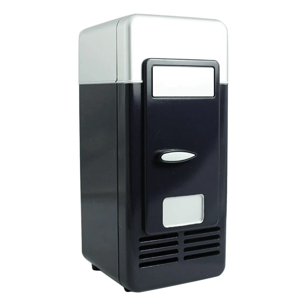 USB Mini Fridge Drink Cooler Refrigeration System Small Refrigerator Black