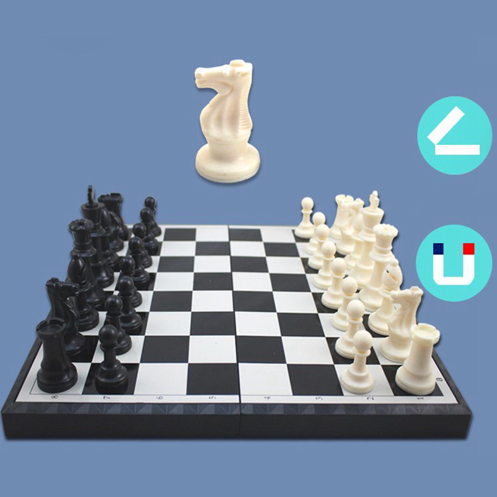 Portable Chess Set Magnetic Chessmen King Queen Chess Game Board Game Toys