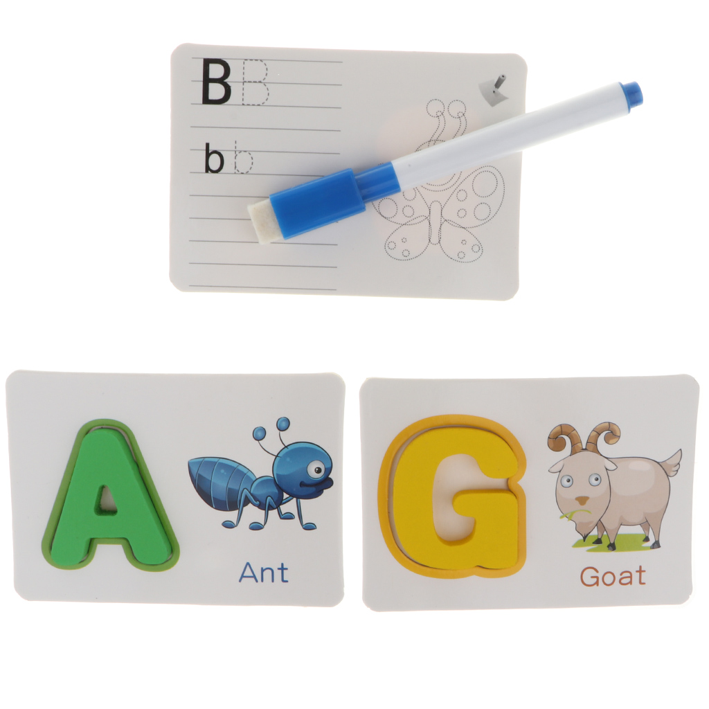 Wooden 26 ABC Alphabet Letters Learning & Writing Jigsaw Puzzles Blocks Toy Kids