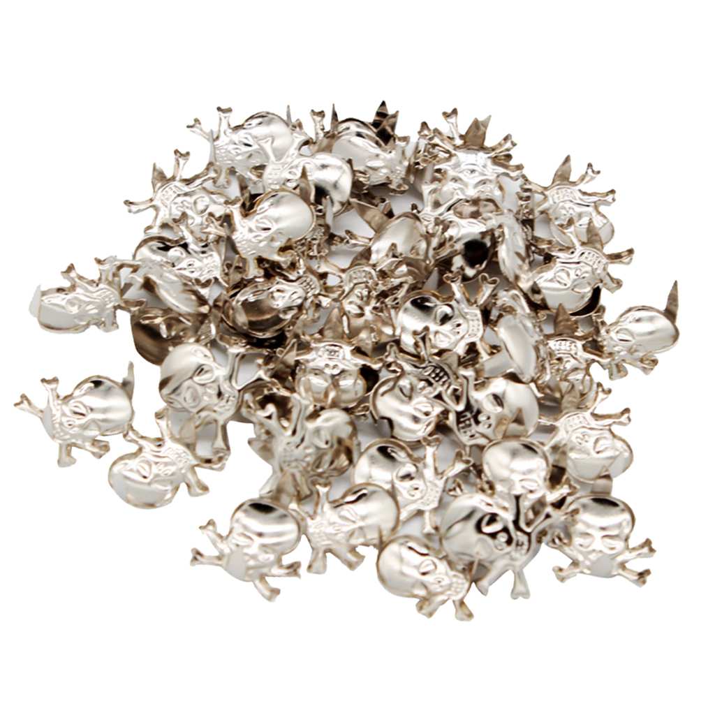 50Pcs Gothic Skull Metal Rivets Claw Studs for Shoulder Bags Clothes Hats Leather Decor 13 x 12mm