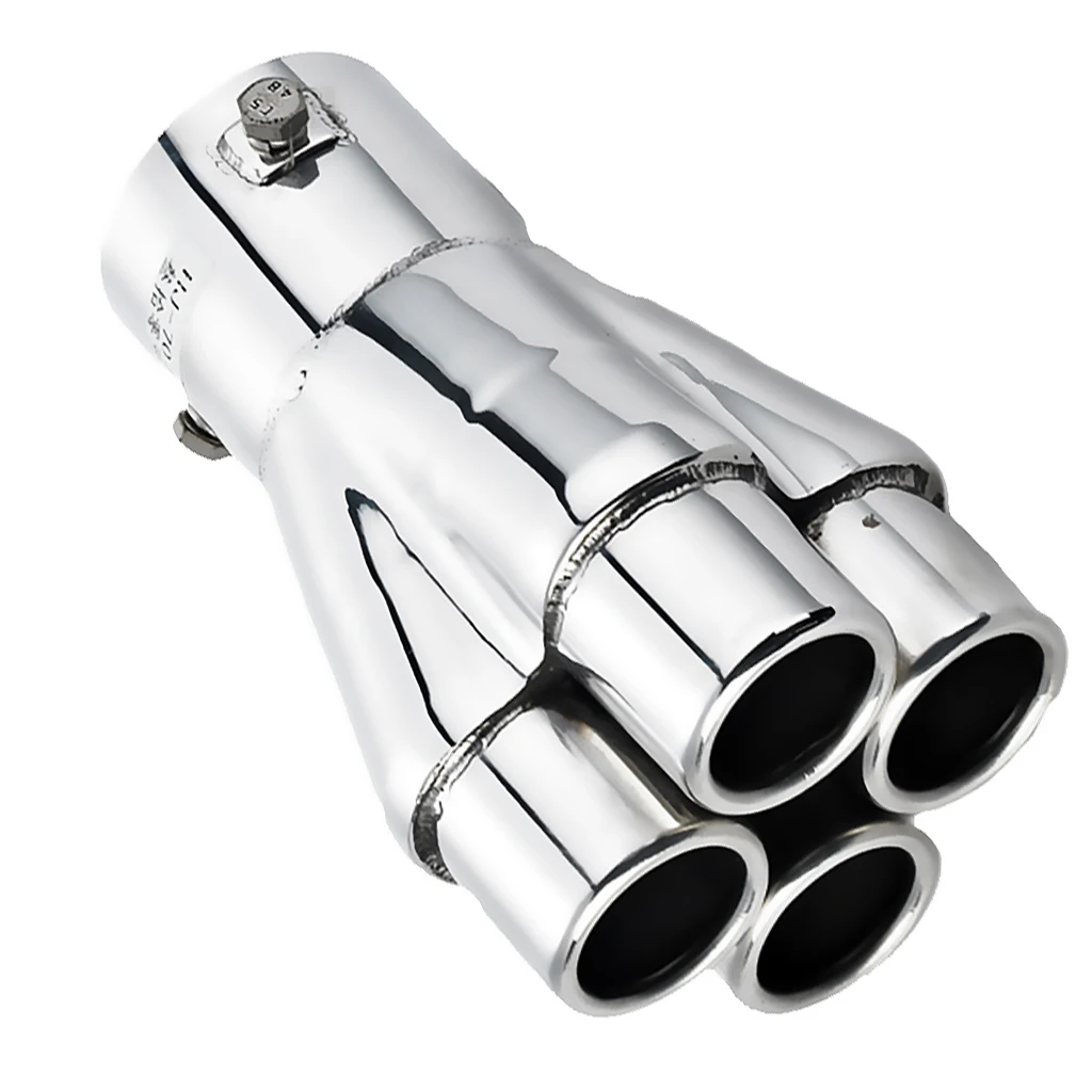 57mm Car Exhaust Pipe Muffler Tail Tip Silencer Stainless Steel 155mm Silver