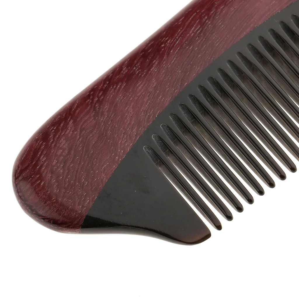 Handmade Purpleheart Buffalo Horn Fine Tooth Hair Beard Comb Massager Brush