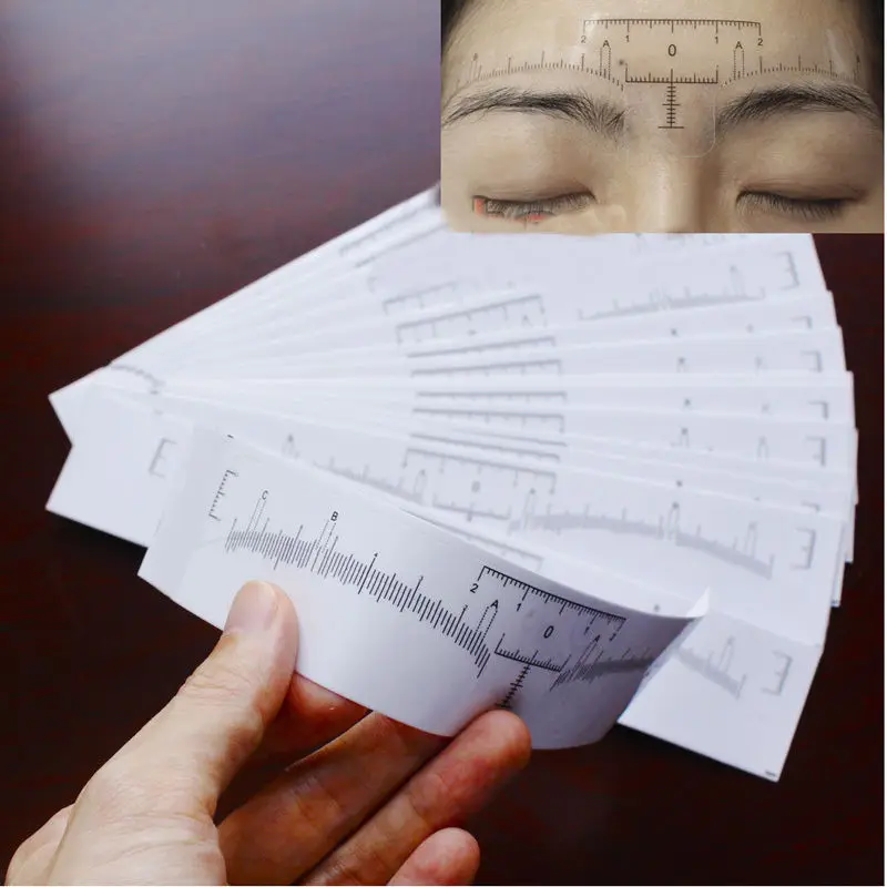 10pcs Disposable Eyebrow Permanent Makeup Stencils Ruler Stickers