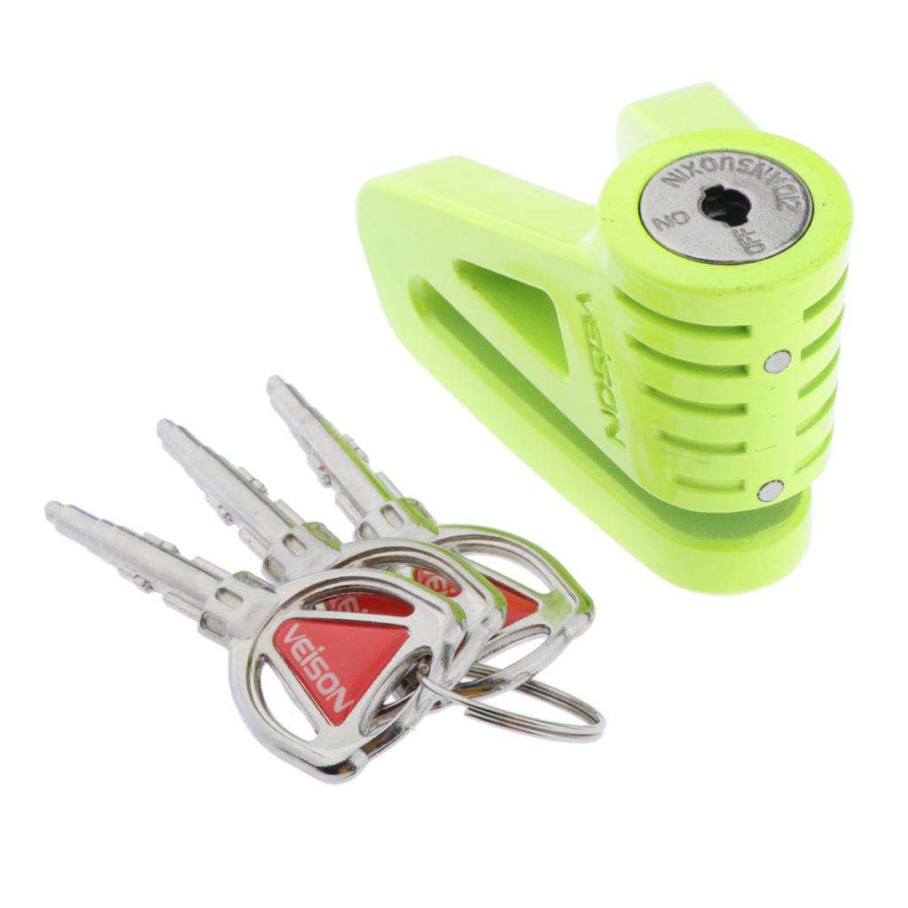 Security Anti Thief Disc Brake Lock Padlock with 6mm Harden Lock Pin for Motorbike Motorcycle Scooter - Green