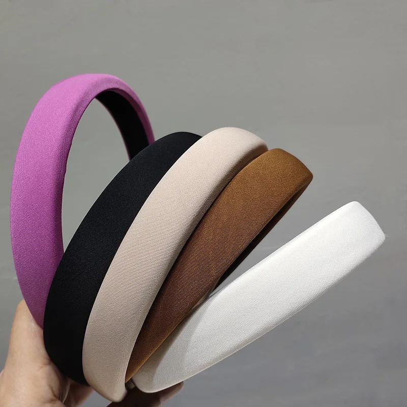 wide headbands for women Hair band French solid color fabric sponge hairpin Korean retro fashionable texture headband shows white outer decoration snap hair clips
