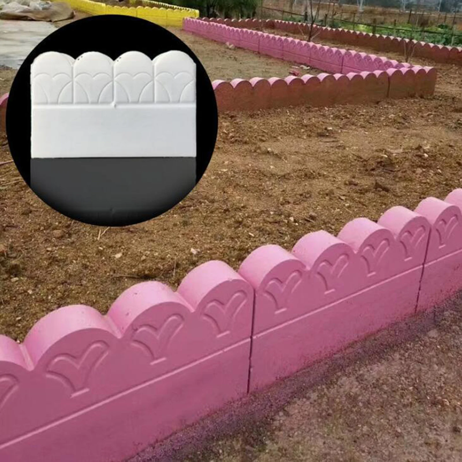 Concrete Mold Plaster Cement Garden Fence Decor DIY Flower Bed Paving Mould Reusable