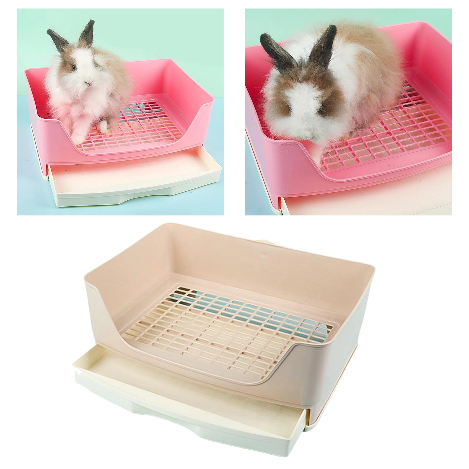 2 Layers Rabbit Cage Litter Box Potty Trainer Exercise for Guinea Pig Small Pet