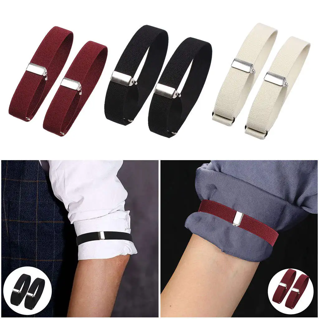 2 Pieces Mens Shirt Sleeve Holder Elasticated Armbands Non Slip Adjustable Arm Shirt Garters Hold up Sleeve Garters for Ladies