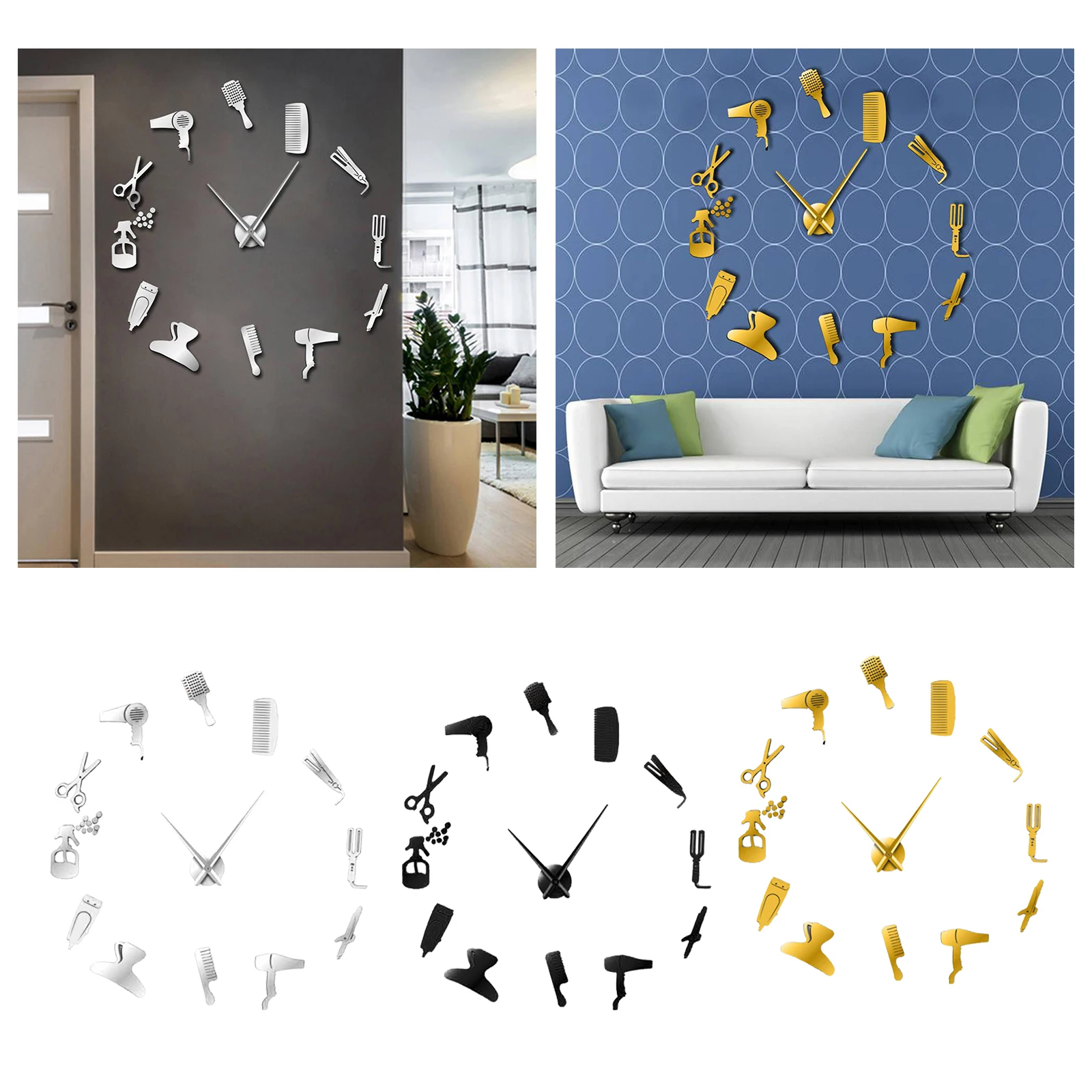 Acrylic Mirror DIY Wall Clock Watch 3D Wall Stickers Large for Living Room Bedroom Office