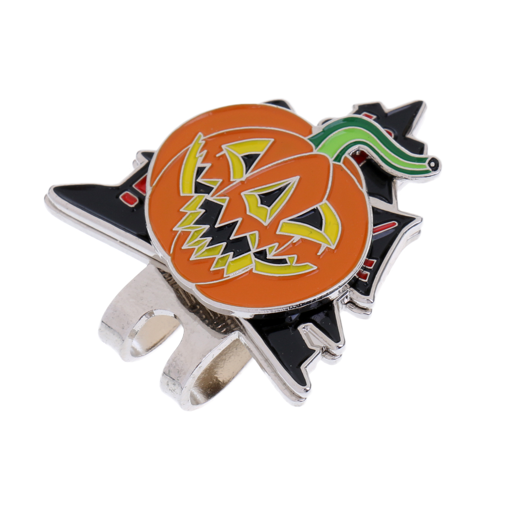 Sturdy Halloween Pumpkin Magnetized Hat Cap Visor Clip-on Golf Ball Marker