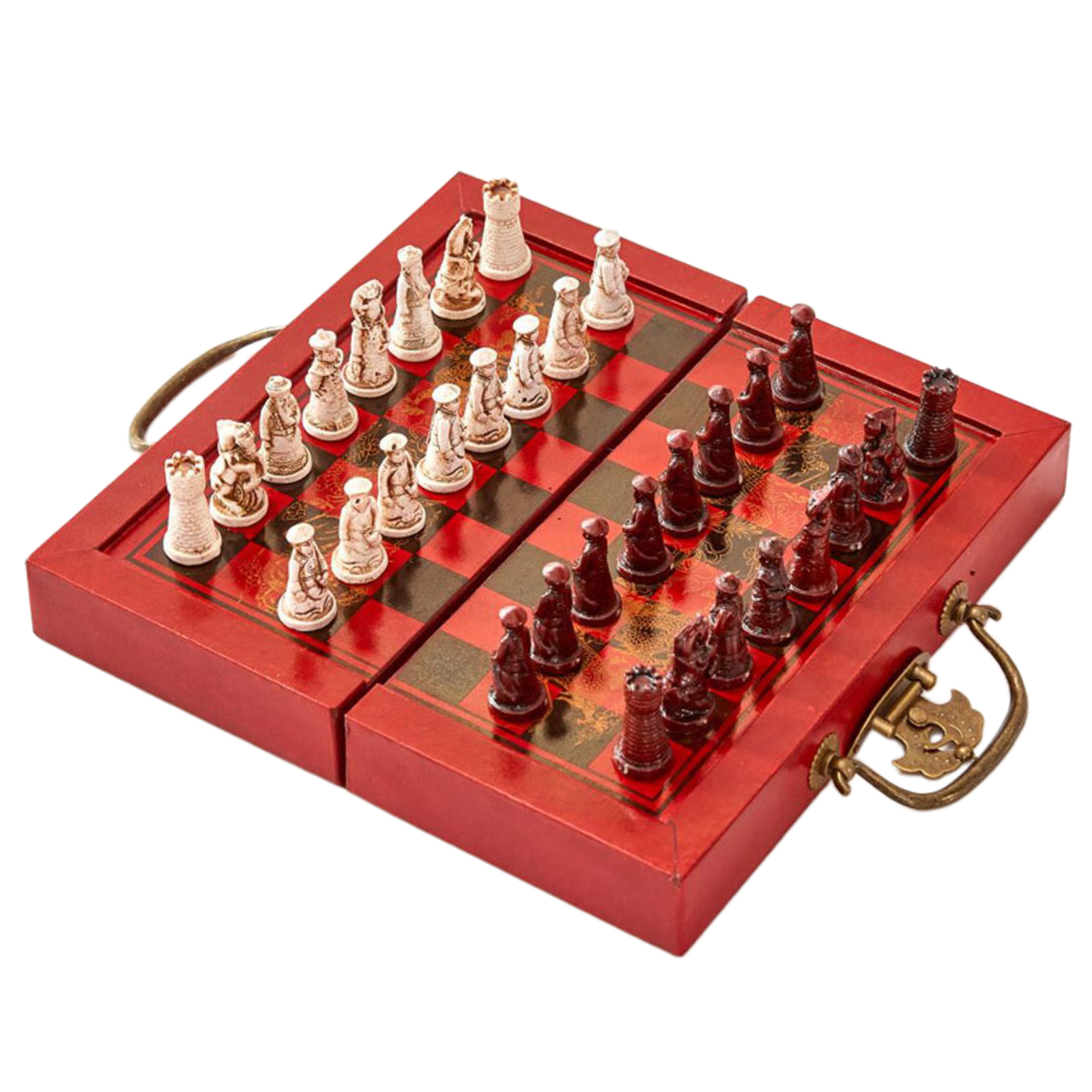 Portable Antique Chess Set Chess Pieces Birthday Gifts for Kids Adults
