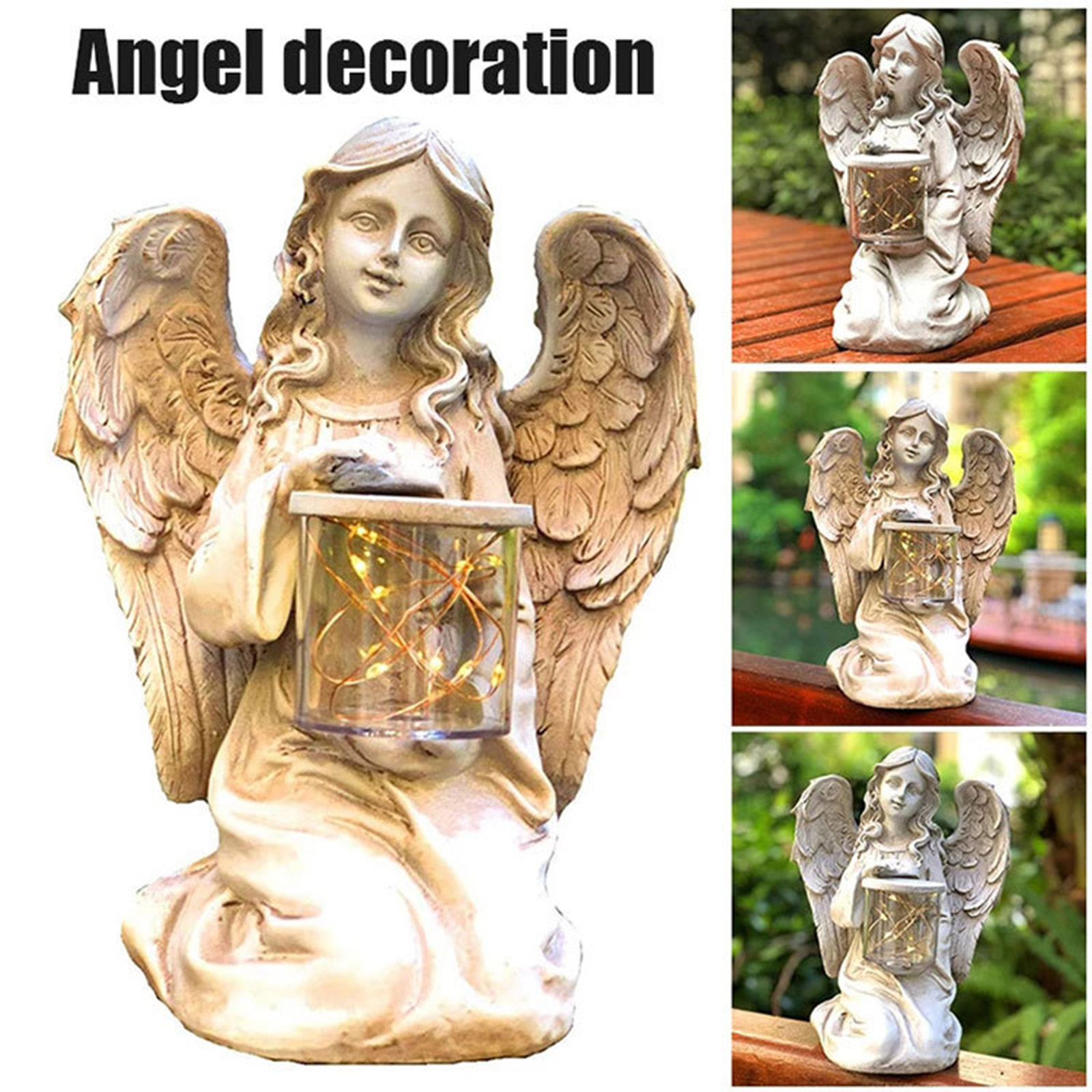 Kneeling Angel Statue in Resin Outdoor Decor Sculpture Collection