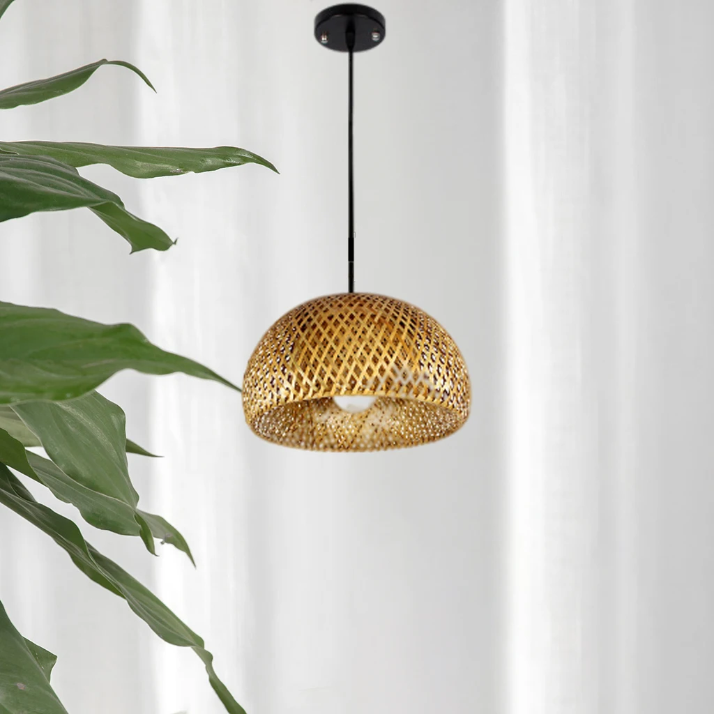 Retro Bamboo Lamp Weave Hanging Light, Ceiling Lamp Chandelier Room Decor, Weaving Wooden Hanging Lamp