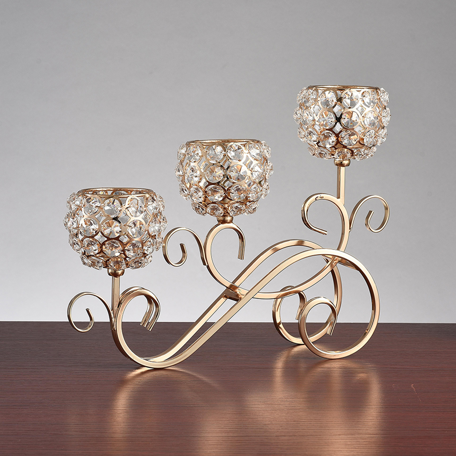 Crystal Candle Holder 3 Arms Candelabra Wedding Table Ornament Candlelight Goblet Candle Holder Home Ornament