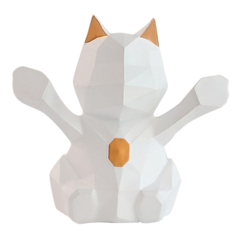 3D Resin Lucky Cat Ornaments Geometric Fortune Cat Happy Lucky Cat Statue Desktop Ornament Shop Home Fortune Symbol