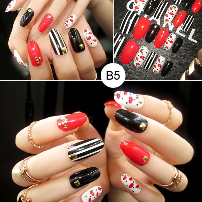 Multi Types Fake Nails Tips Top Finish Finger Nail Art Decor For Brides