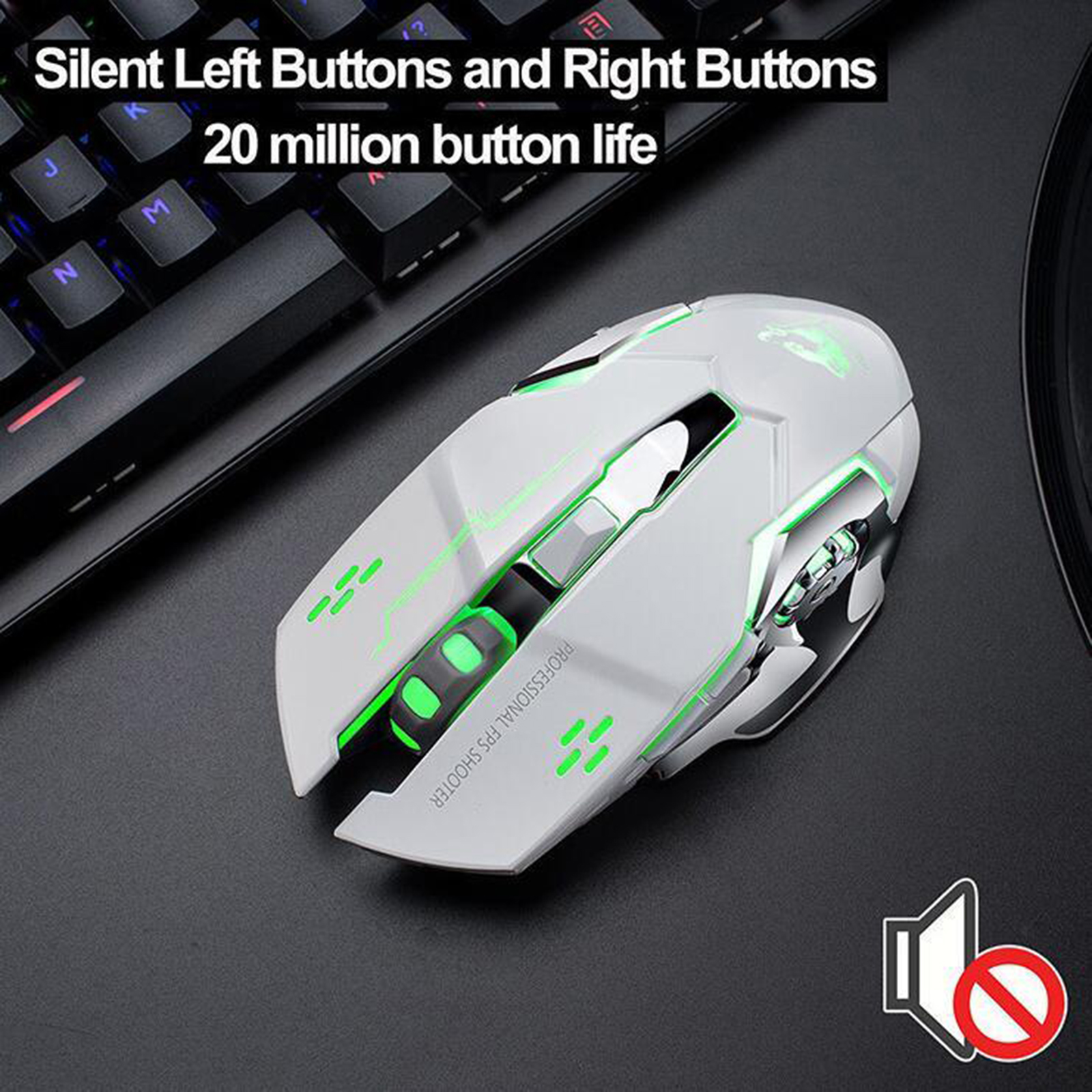 Gaming Wireless Breathing Light USB Computer Mice for Desktop Laptop Mouse Windows 7/8/10/XP Vista