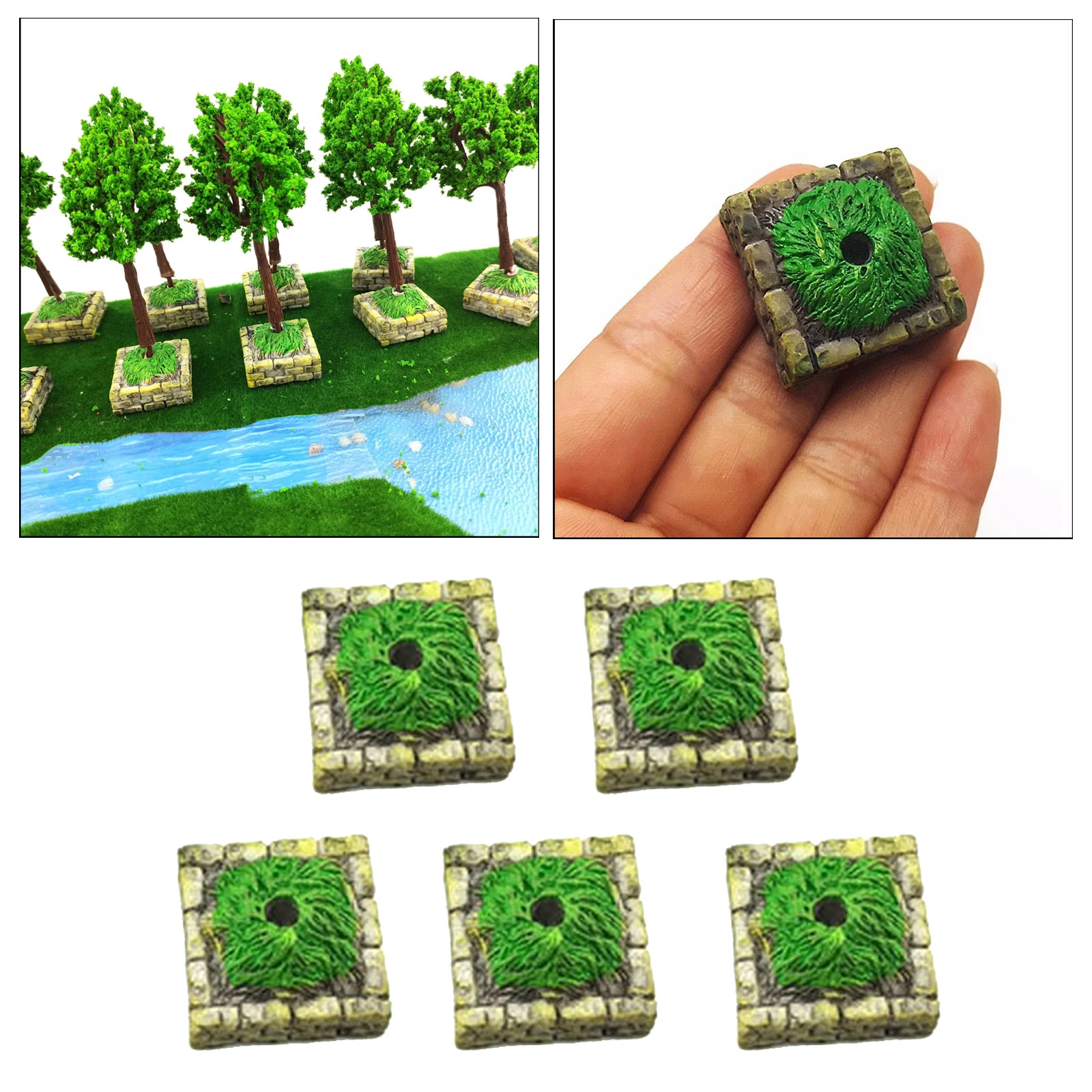 5 Pack Resin Mini Tree Altar Base Ornament Diorama Scenery Landscape Accessories