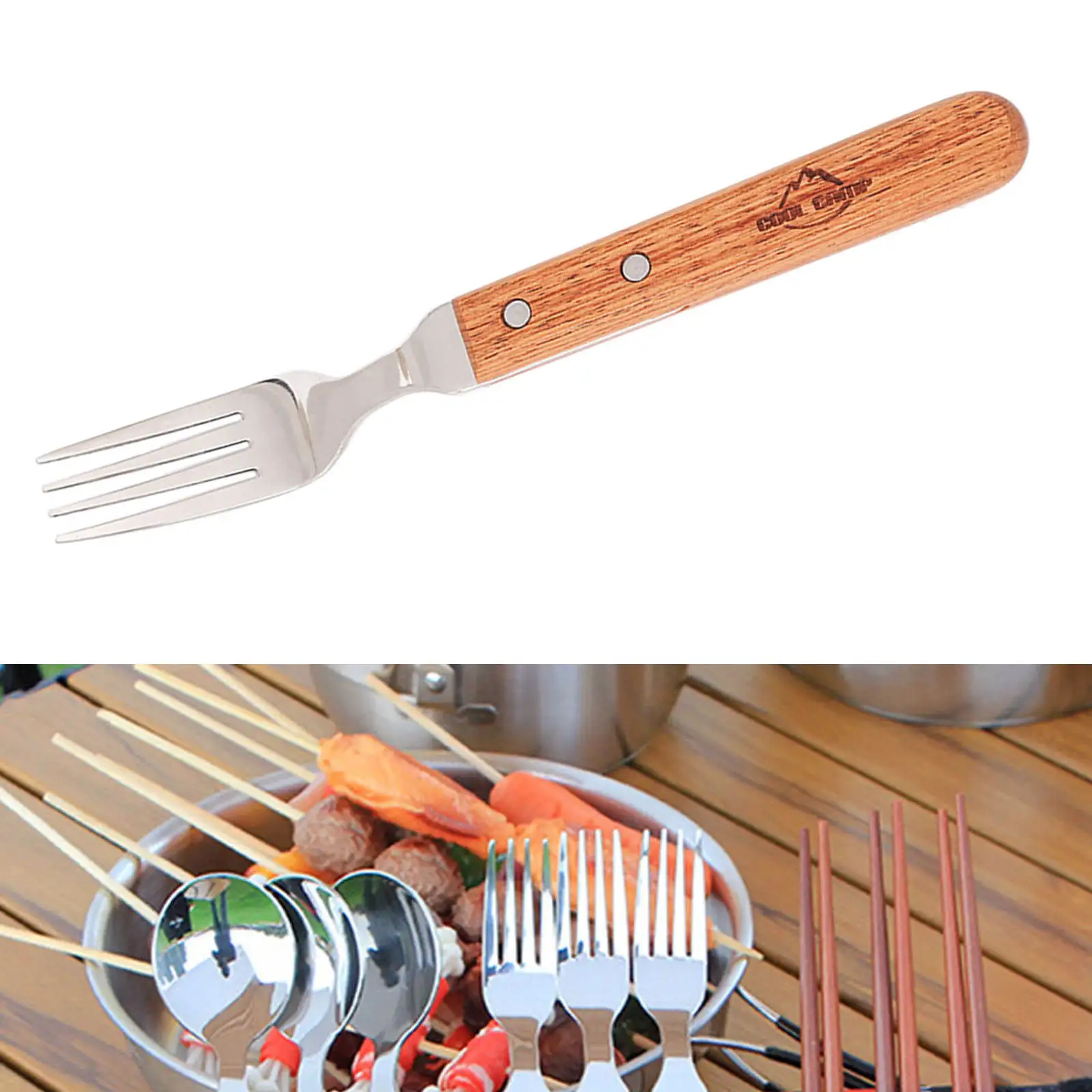 Lightweight Outdoor Camping Tableware Cutlery Cookware Backpacking Dinner Picnic Single Flatware Wood Utensils for Adults Kids