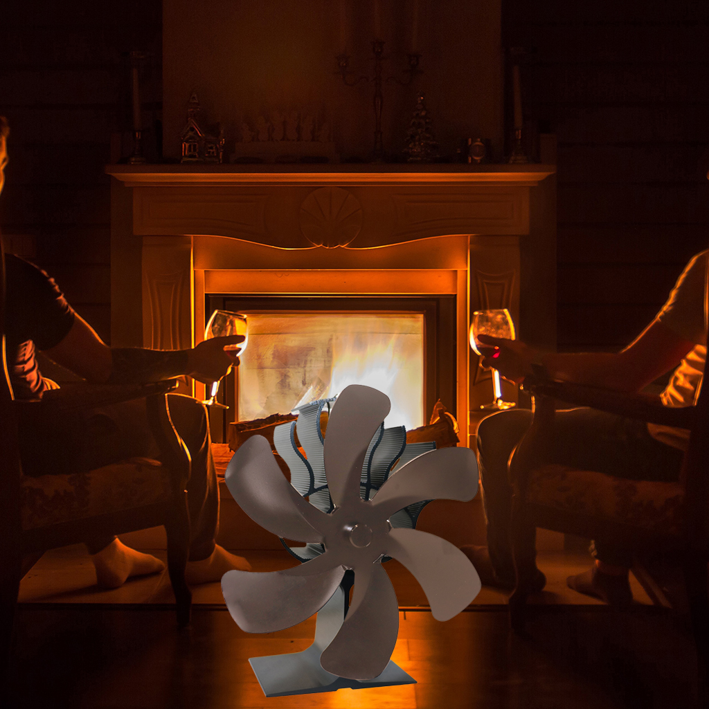 Heat Powered 6 Blade Stove Fan Wood/Log Burner Fireplace Quiet Wood Burning Stove Fan Easy to Use Warm the Whole Room