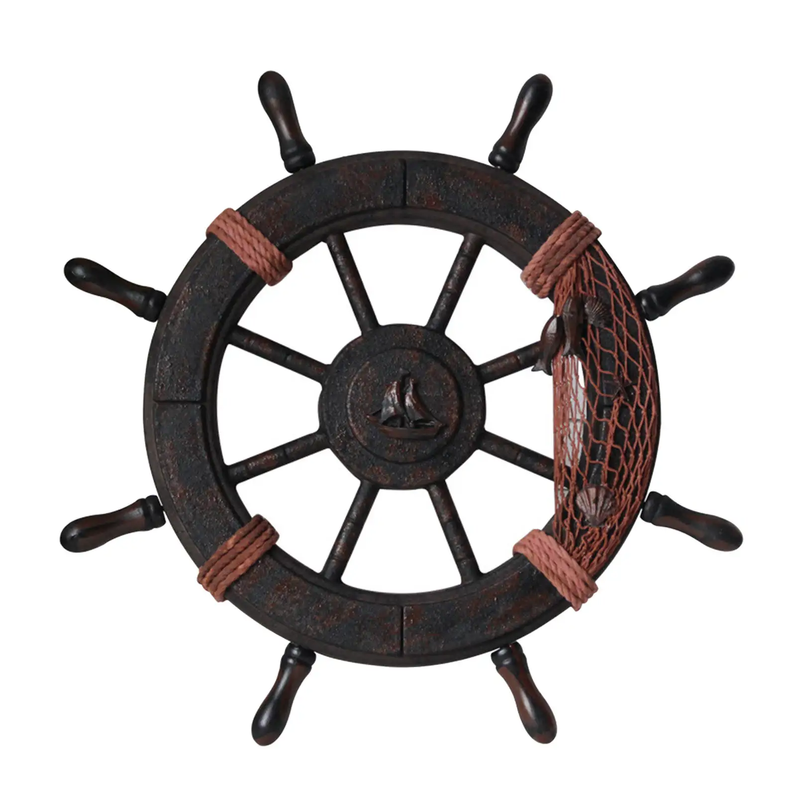 Vintage Ship Wheel Wood Wall Hanging Home Decor Pirate Steering