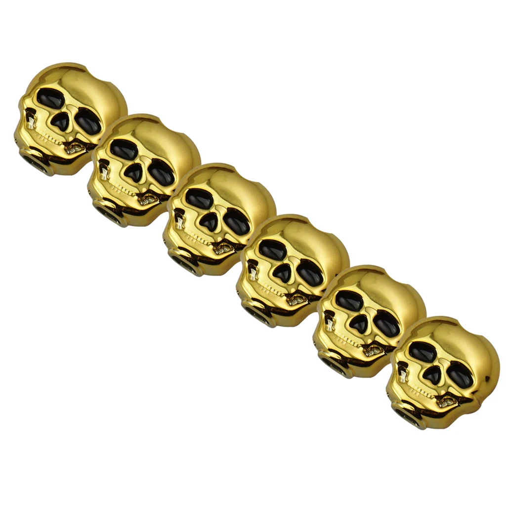 6 Pieces Skull Shape Ebony Buttons with Screws and Washers Classical Guitar Tuning Peg Key Set Tuner Button