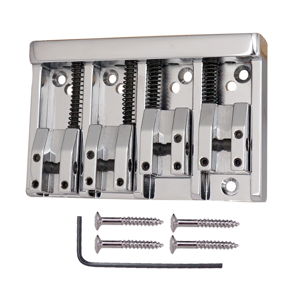 Iron DIY Roller Saddle Bridge Tailpieces Silver for 4 String Electric Bass