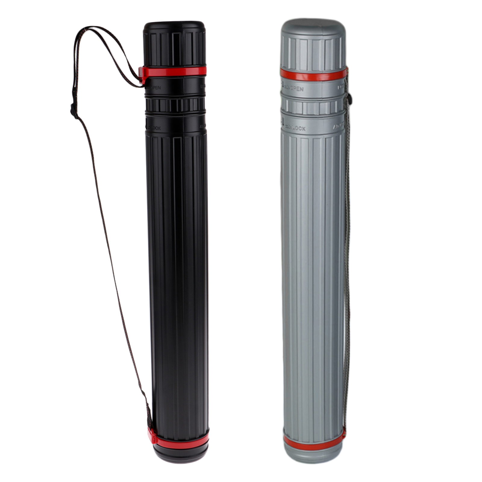 Extendable Poster Plastic Tubes Expand with Shoulder Strap, Carry Documents, Blueprints, Drawings and Art, with Screw Lids