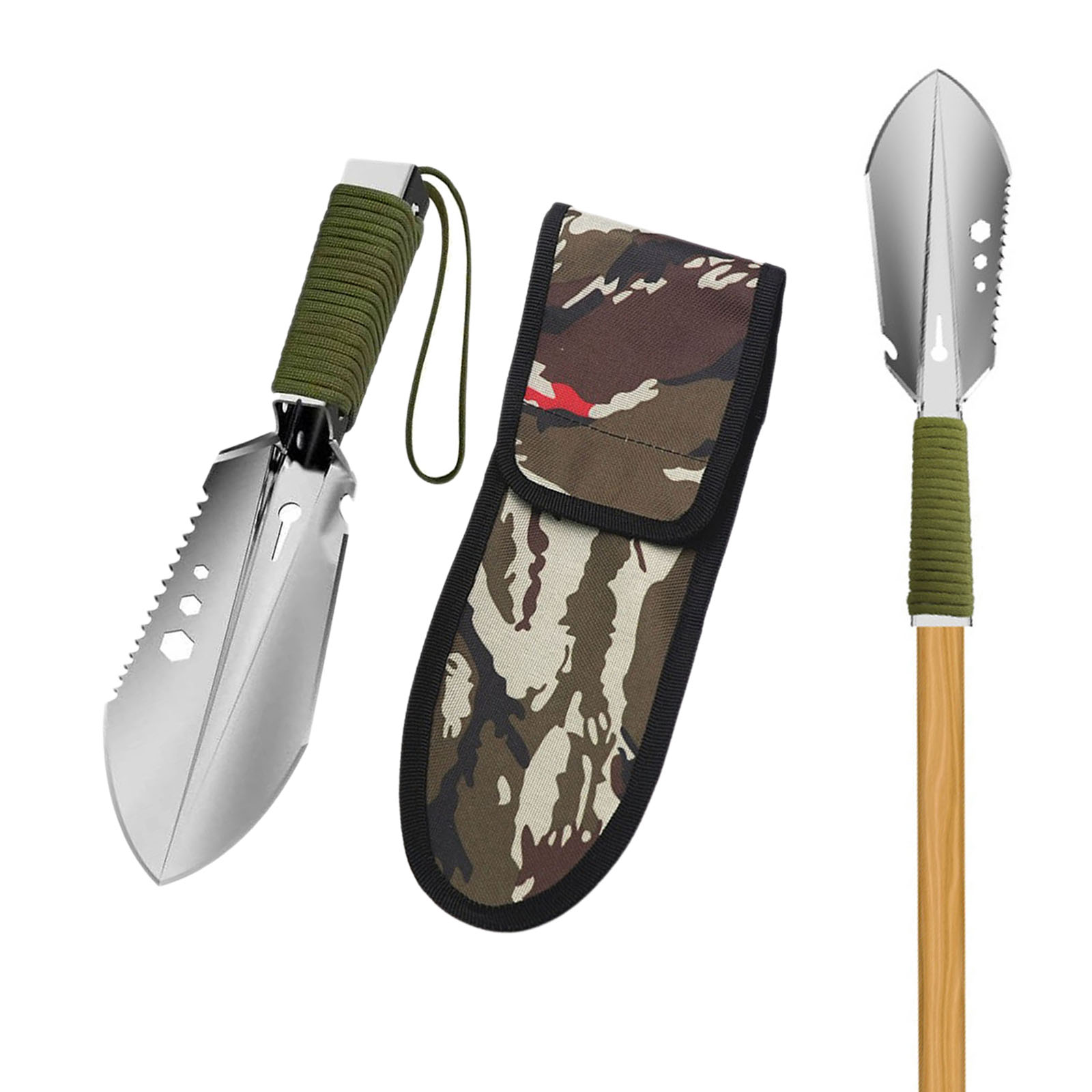 Multi Functional Garden Shovel Sawtooth Hex Wrench Digging Trowel Knife Spear Garden Bonsai Spade Tool 6 in 1 Multi-functional