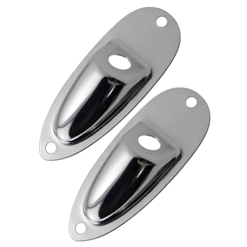 Tooyful 2Pc Boat Style Electric Bass Guitar Metal Output  Socket Plates with 4 Screws for ST  SQ Electric Guitars