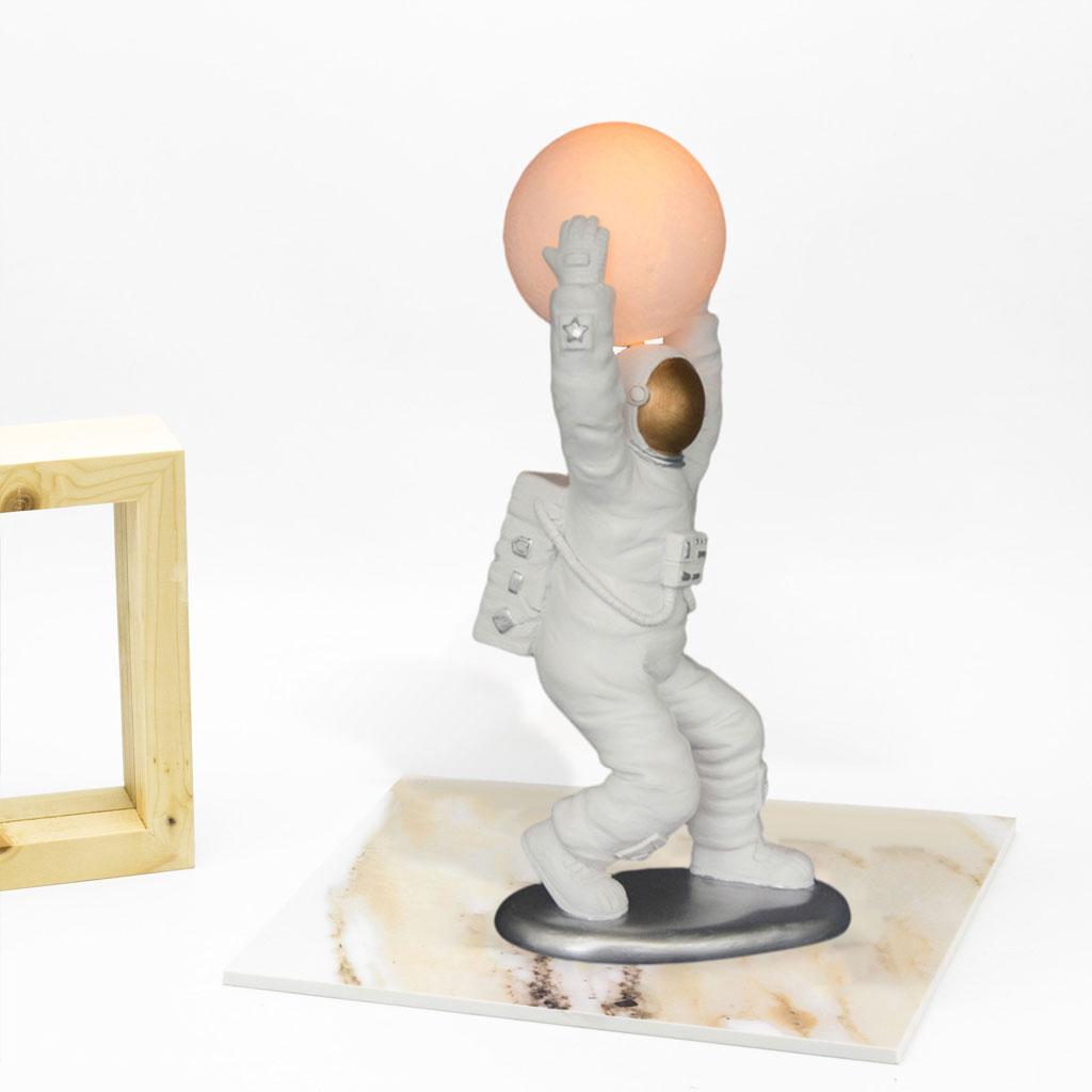 Desktop Astronaut Figurine Nightlight Model Sculpture Outer Space Touch Control Cute for Cabinet Living Room Fireplace Office