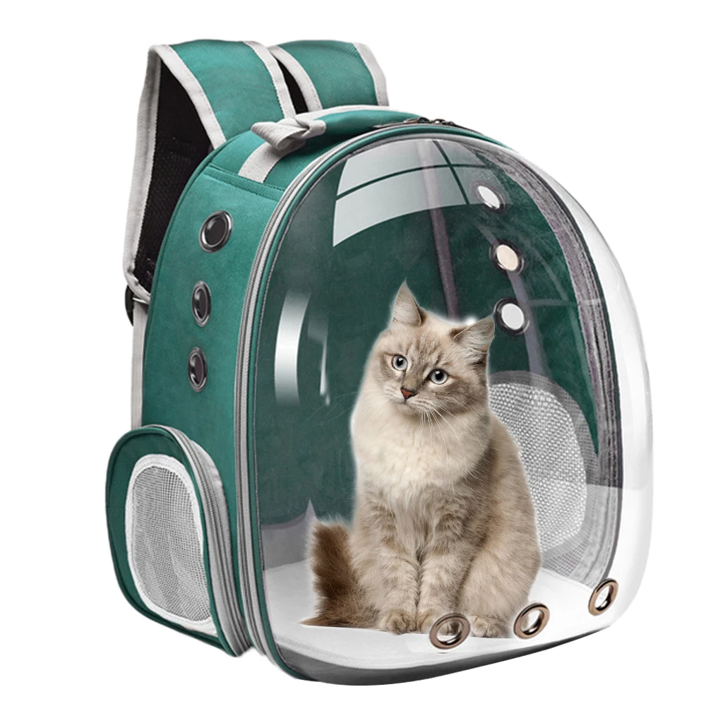 Deluxe Pet Carrier Medium Backpack Dome Clear Carry Bag Travel Removable Mat