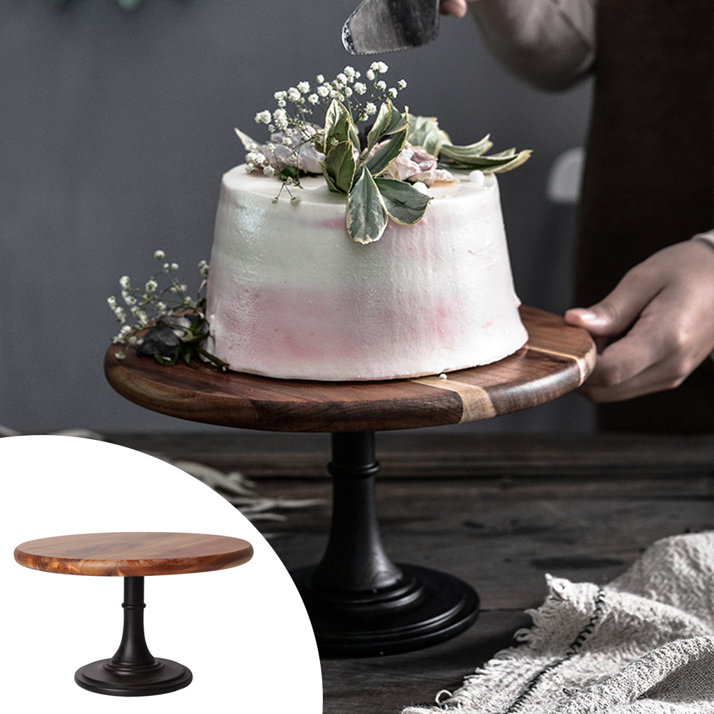 Wood Cake Stand Pedestal Dessert Round Holder Wedding Party Birthday Small Cupcake Tall Table Bases Plates Display