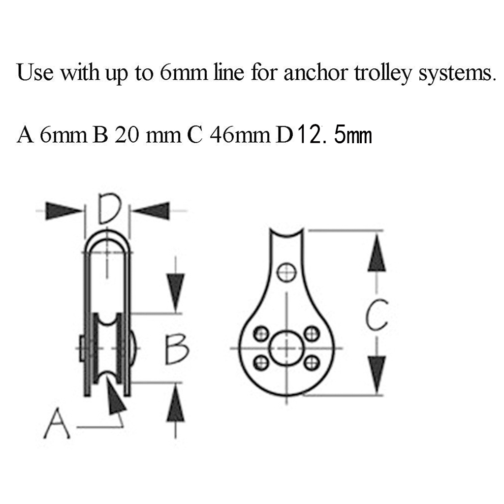M5 Marine Grade Stainless Steel Single Pulley Blocks for Kayak Canoe Boat Fishing Anchor Trolley Kit