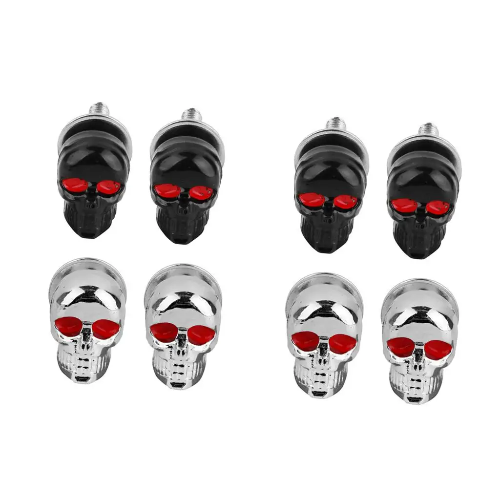 8pcs Motorcycle Motorbike Skull Head License Plate Frame  Screw Fastener