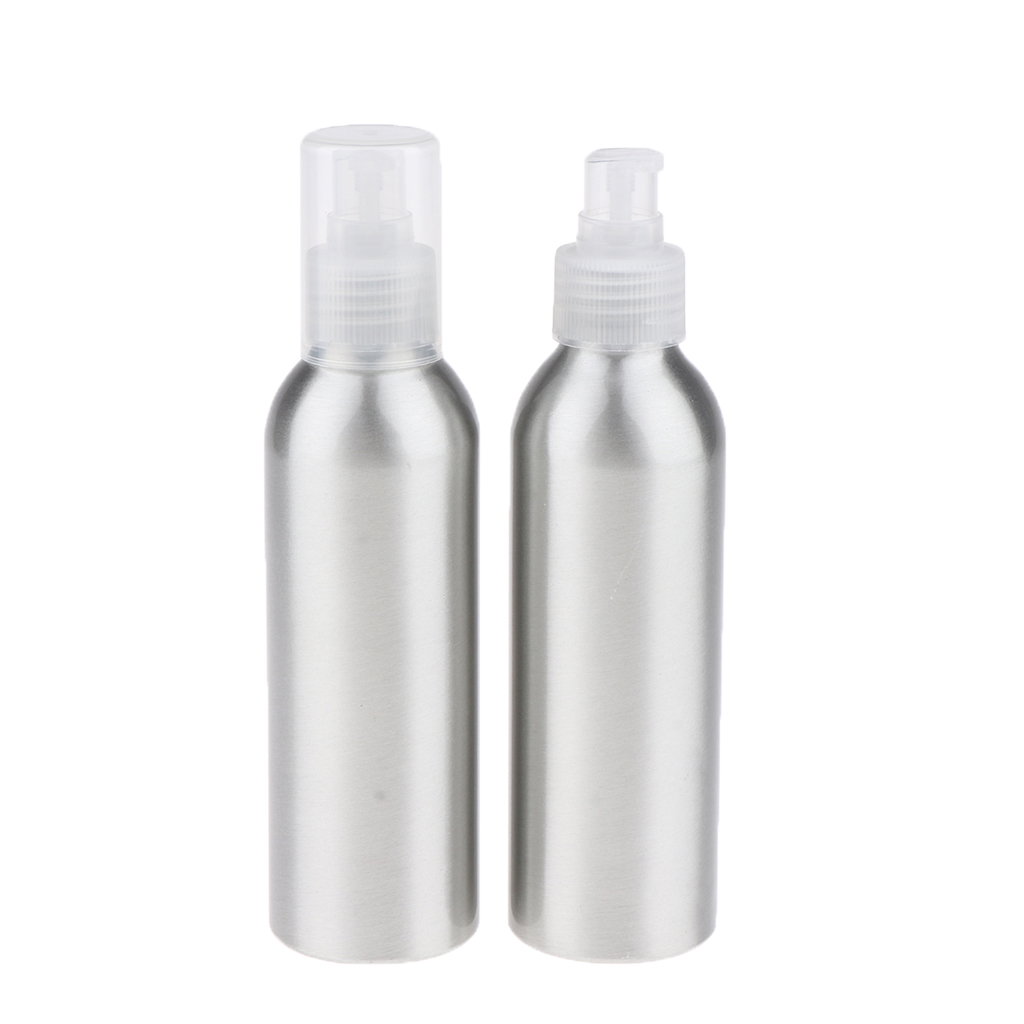 2Pcs Empty Airless Lotion Cream Pump Aluminum Container Cosmetic Bottle Dispenser Travel Containers - 150ml
