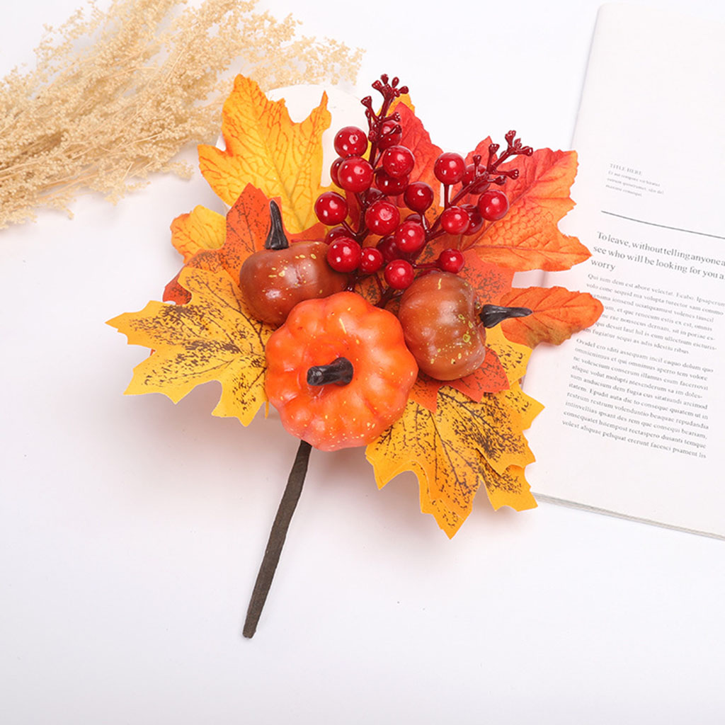 Plug-in Artificial Maple Leaves Vine with Pumpkin Garland Crafts Halloween Decor Events Home Kitchen Autumns Table Decoration