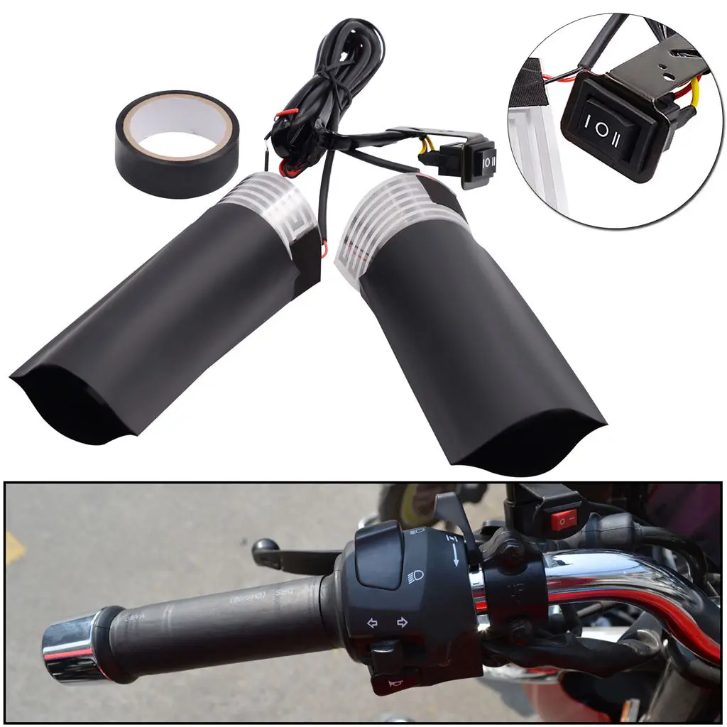 Heated Grips Pads Handlebar Wraps Quick Warm Up Time Universal for 12V Motorcycles