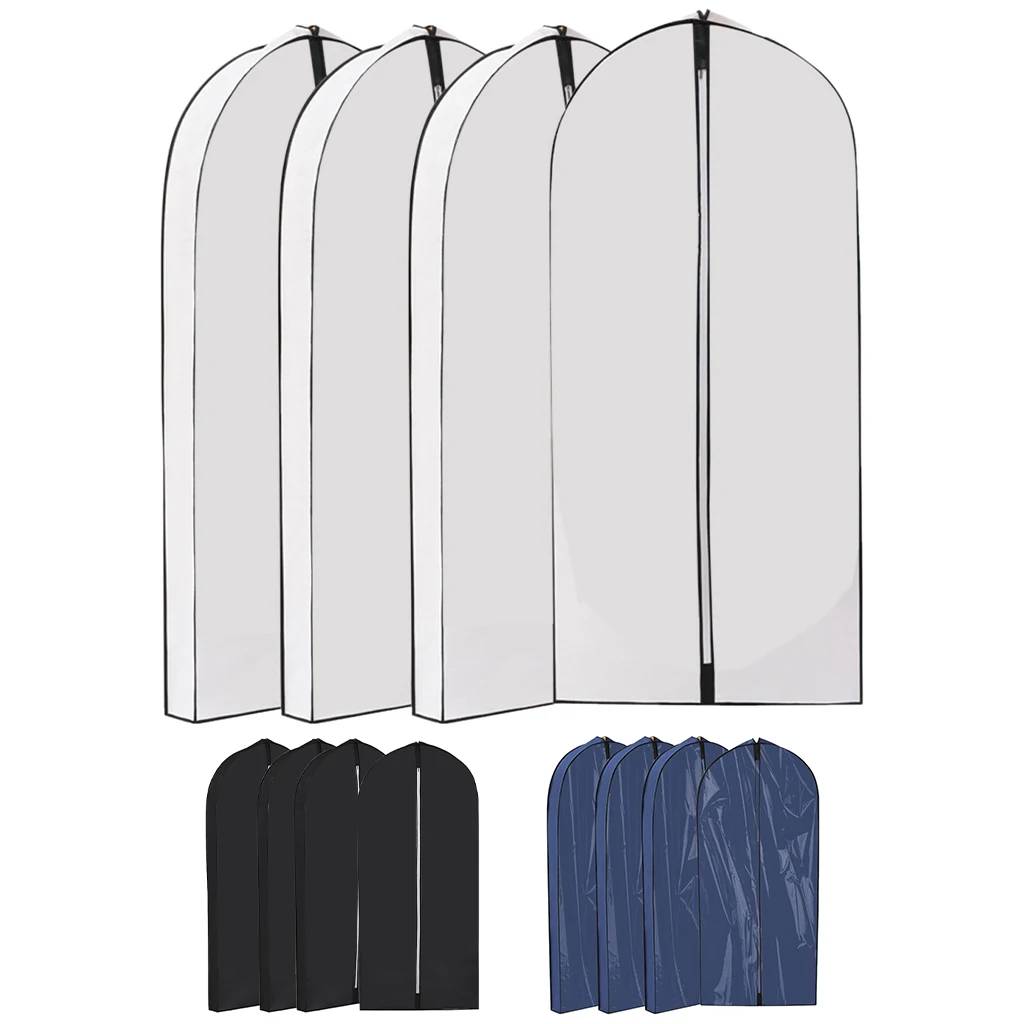 4Pcs Dustproof Garment Bag Visible Moistureproof Cover Three dimensional Hanging for Wardrobe Storage Closet Coats Women