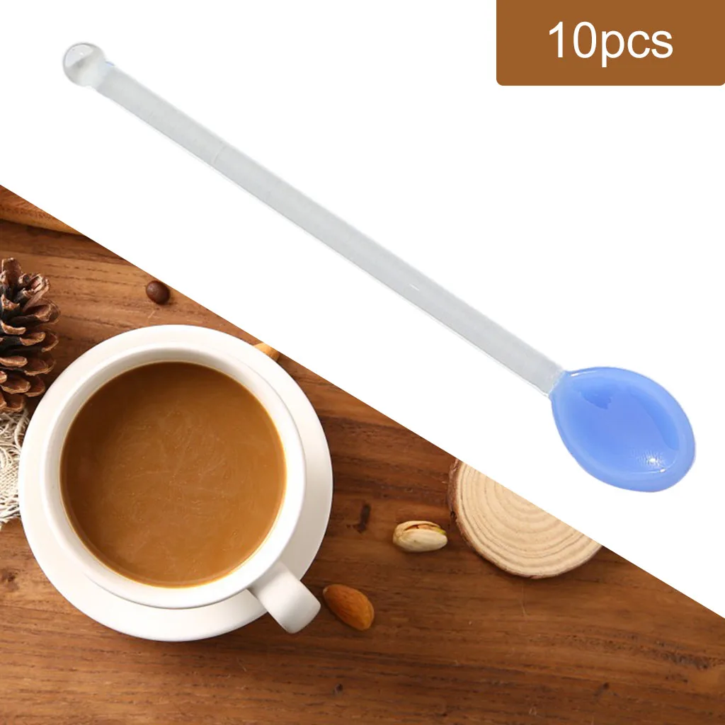 10x Glass Stirring Spoon Rod Espresso or Tea Stirrers Coffee Stirrers Glass Teaspoons Ice Tea Spoon for Milks Party