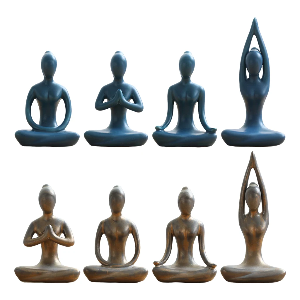 Minimalist Yoga Girl Ornaments Sculpture Abstract Figurine Statue Small Shelf Desk Decoration Crafts